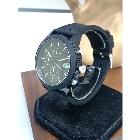 Lacoste Men's Watch 2010972 Quartz Chronograph Black Dial Textured Rubber 44mm - Picture 2 of 13